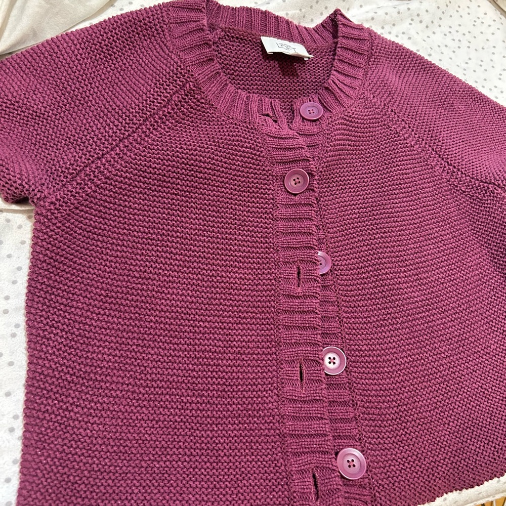 Loft Raspberry knit button up crop top